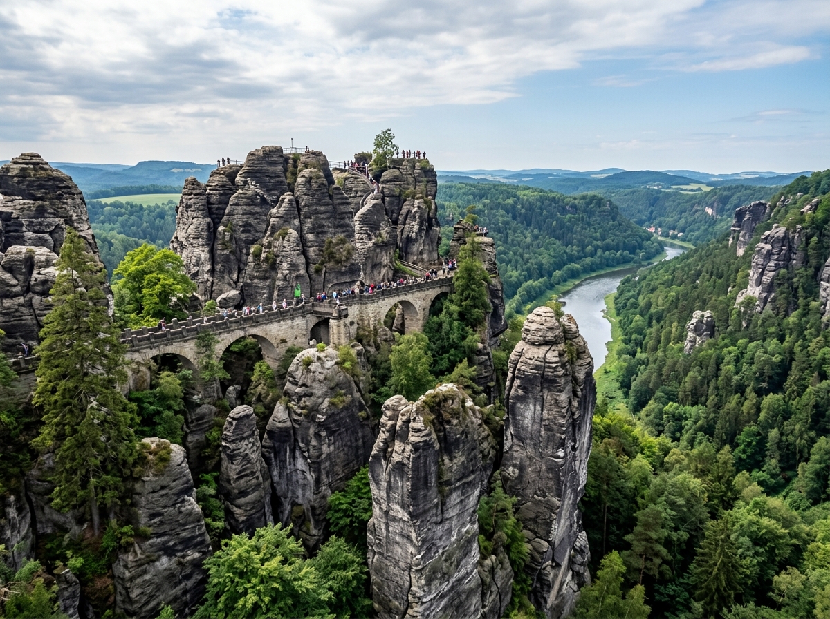 Saxon Switzerland National Park rock formations in Germany